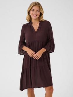 KAFFE KAmarianah Amber V-Neck Loose Fit Mini Dress, Fudge