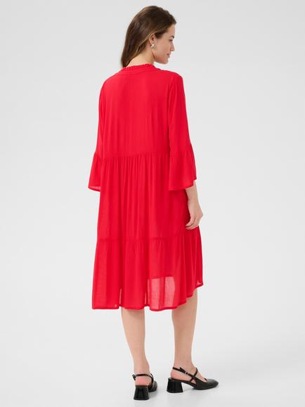 KAFFE KAmarianah Amber A-Line Tiered Knee Length Dress - view 2, True Red