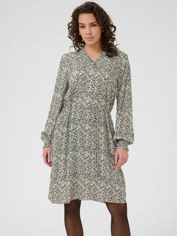 KAFFE Miriam Knee Length Abstract Print Dress, Grey/Multi, Grey/Multi