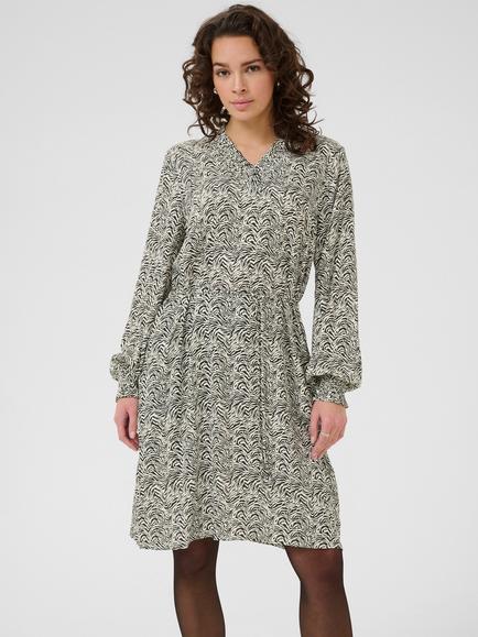 KAFFE Miriam Knee Length Abstract Print Dress, Grey/Multi, Grey/Multi
