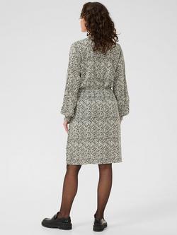 KAFFE Miriam Knee Length Abstract Print Dress, Grey/Multi - view 2, Grey/Multi