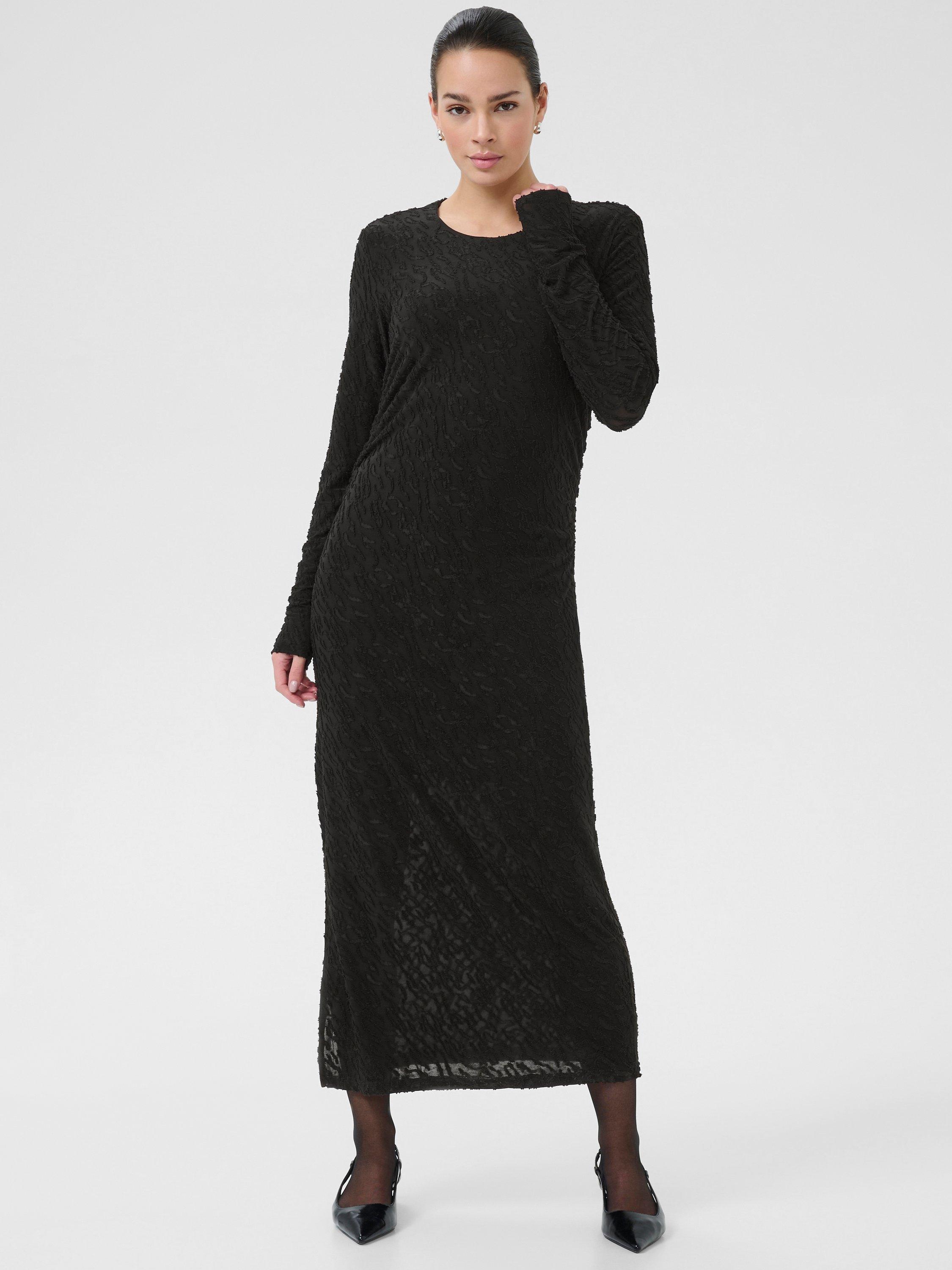 Product image 1 of 5, which shows KAFFE Zeverina Textured Maxi Dress, Black, XS
