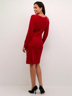 KAFFE Kelly Velvet Drape Dress, Haute Red - view 2, Haute Red