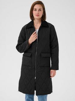 KAFFE Anneli Zip Front Longline Jacket, Black, Black