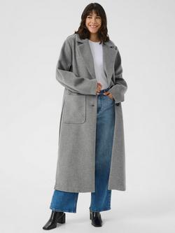 KAFFE Elona Longline Coat, Mid Grey, Mid Grey