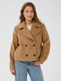 KAFFE Julia Pea Coat, Mid Brown, Mid Brown