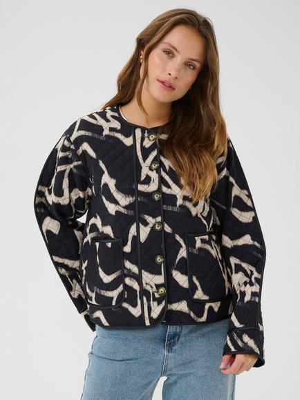 KAFFE Kayla Abstract Quilted Jacket, Black/Multi, Black/Multi