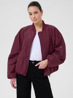 KAFFE KAlorena Zip Fastening Bomber Jacket, Mid Red