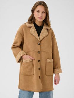KAFFE Marlie Oversized Coat, Mid Brown, Mid Brown