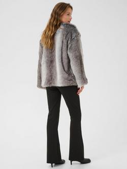 KAFFE Solana Faux Fur Jacket, Mid Grey - view 2, Mid Grey