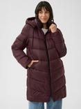 KAFFE Susanne Long Hooded Puffer Coat, Mid Red