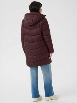 KAFFE Susanne Long Hooded Puffer Coat, Mid Red - view 2, Mid Red