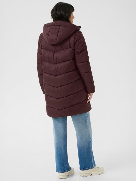 KAFFE Susanne Long Hooded Puffer Coat, Mid Red - view 2, Mid Red