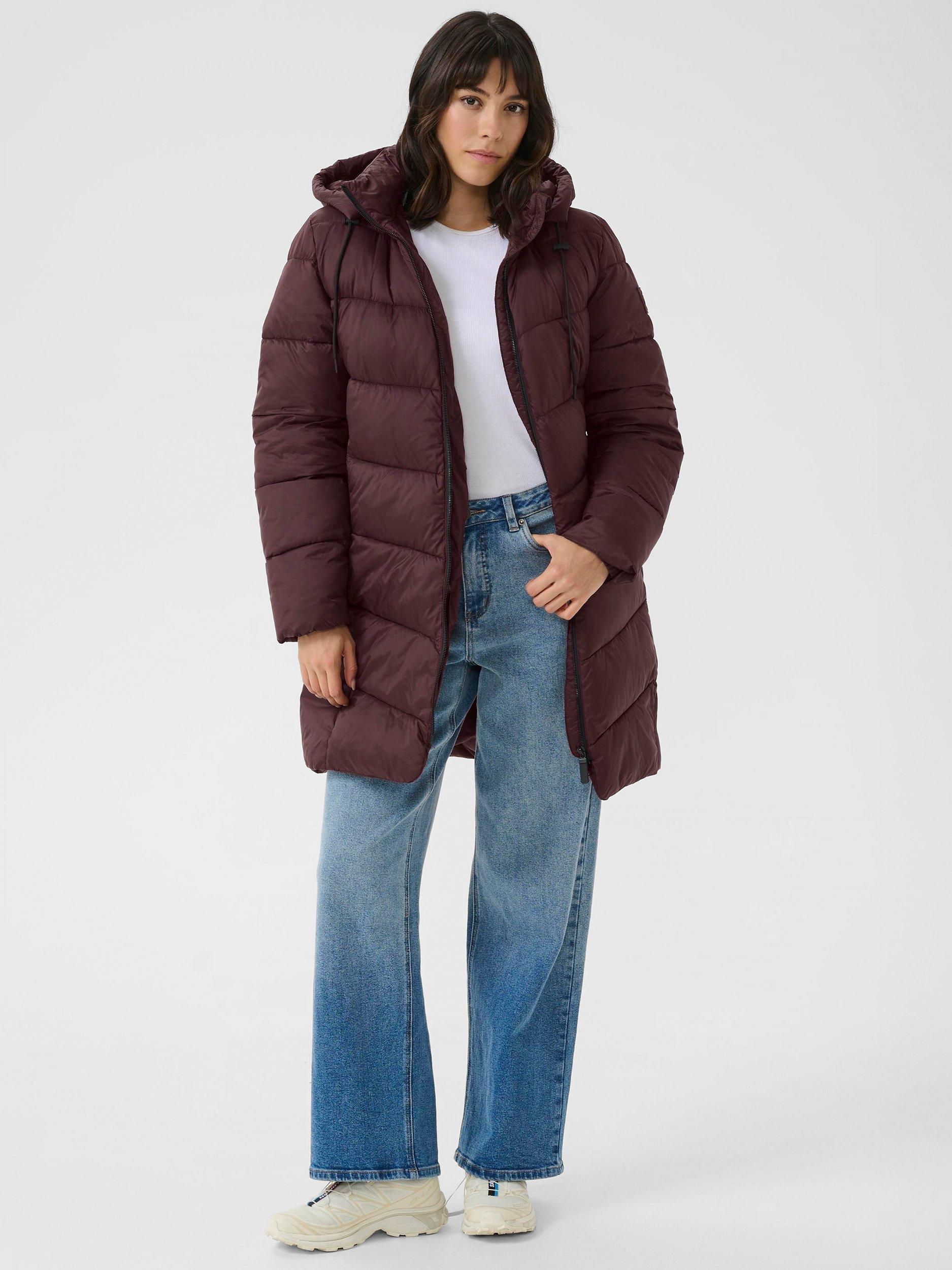 Product image 3 of 6, which shows KAFFE Susanne Long Hooded Puffer Coat, Mid Red, 8