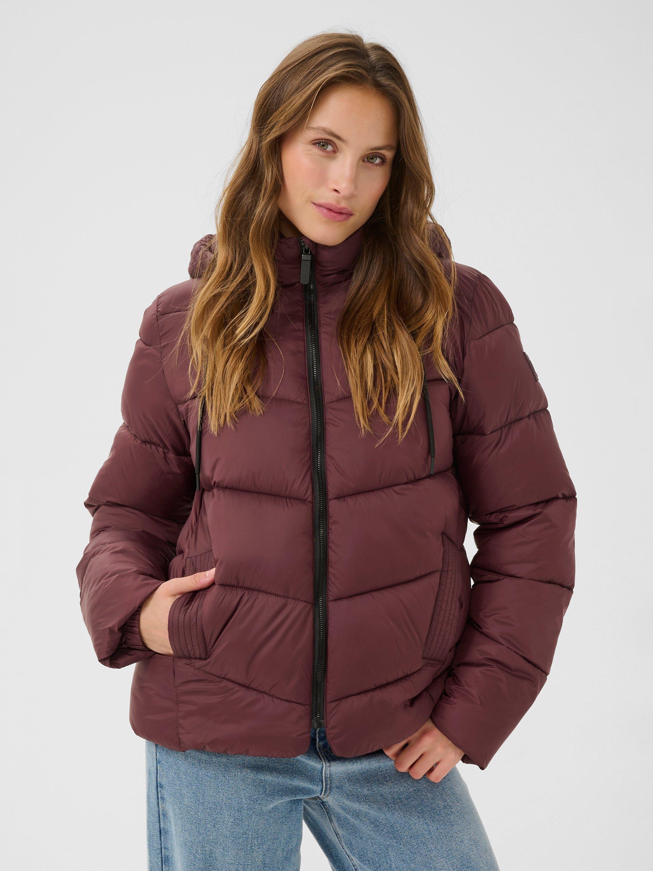 Product image 1 of 6, which shows KAFFE Susanne Hooded Puffer Jacket, Mid Red, 8