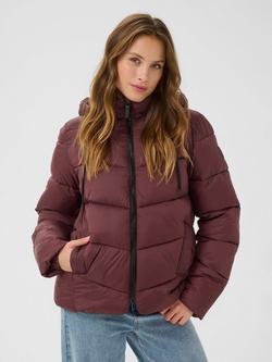 KAFFE Susanne Hooded Puffer Jacket, Mid Red, Mid Red