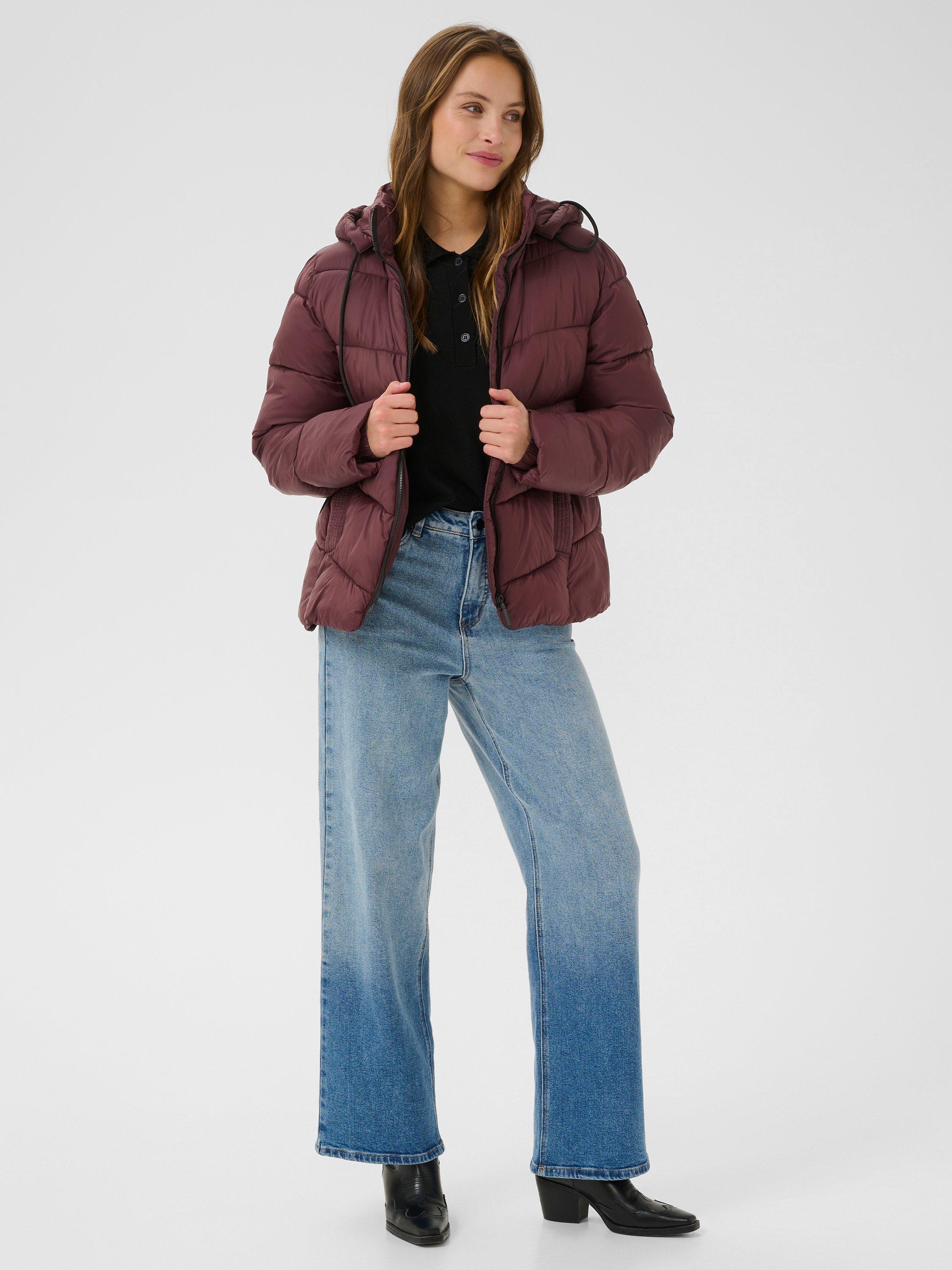Product image 3 of 6, which shows KAFFE Susanne Hooded Puffer Jacket, Mid Red, 8