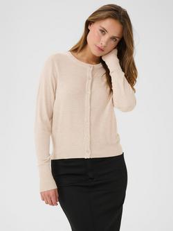 KAFFE Amalia Round Neck Cardigan, Beige, Beige