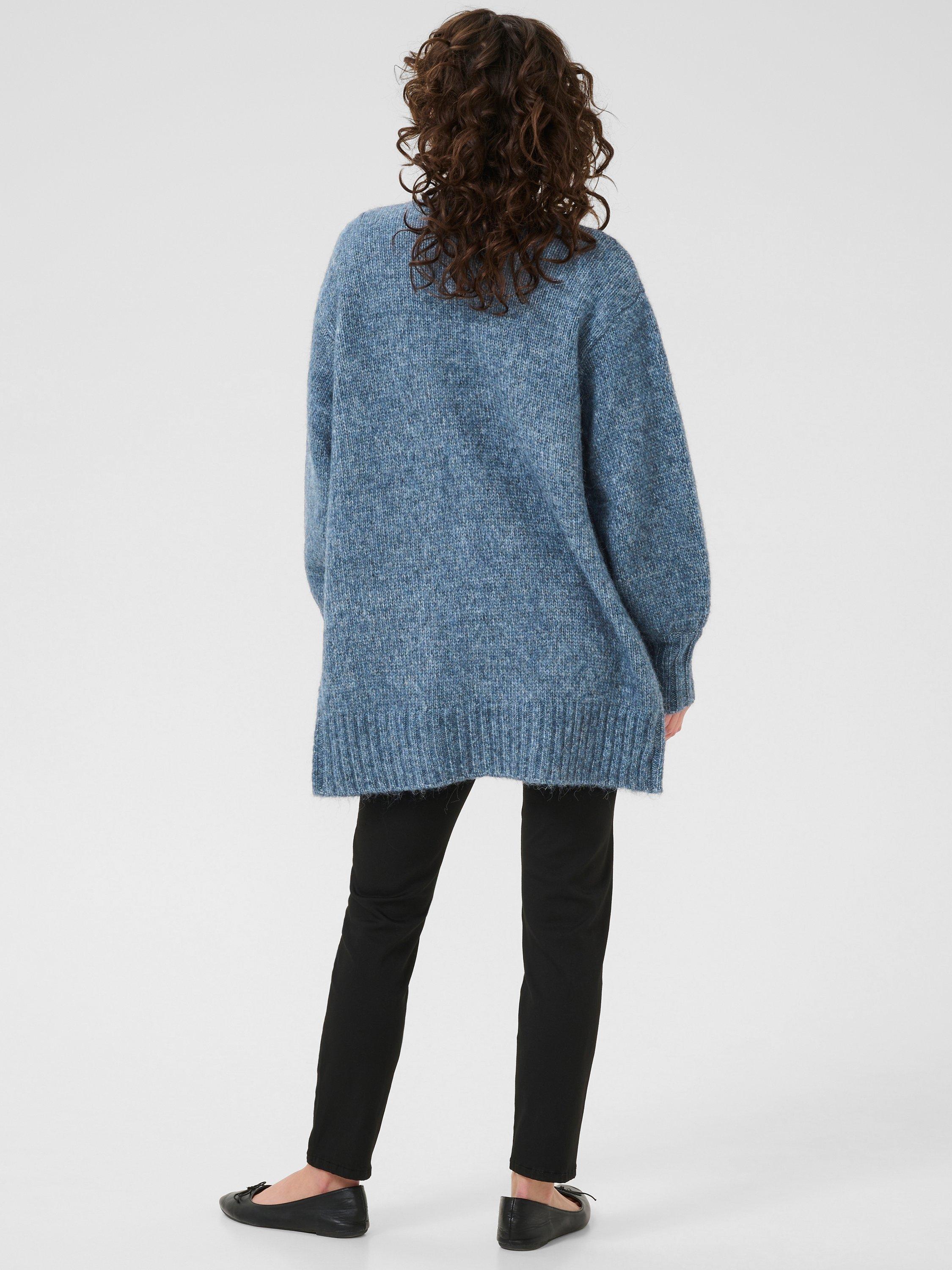 Product image 2 of 6, which shows KAFFE Trina Open Neck Longline Cardigan, Mid Blue, XS