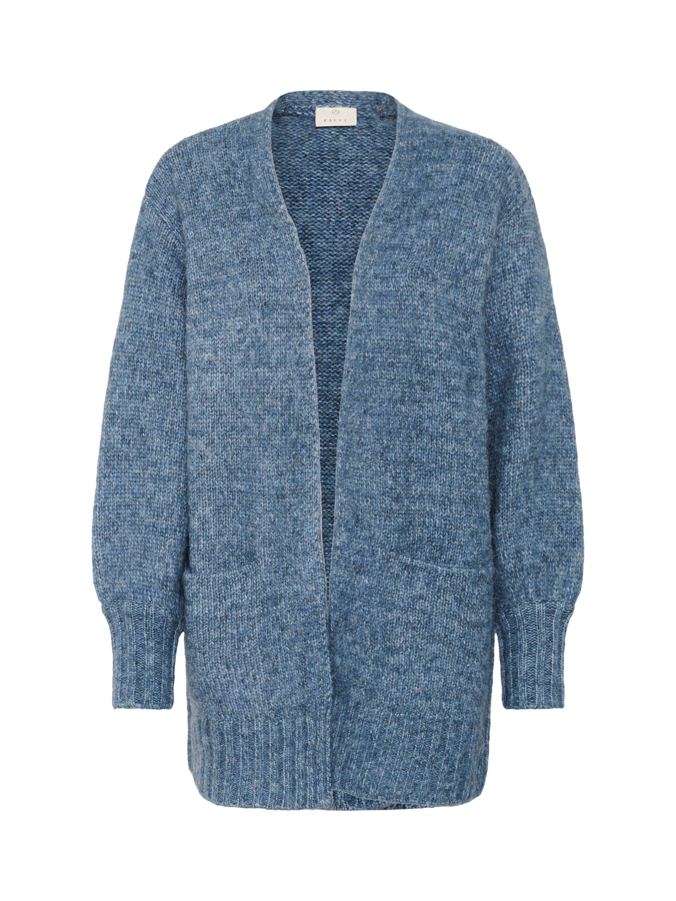 Product image 5 of 6, which shows KAFFE Trina Open Neck Longline Cardigan, Mid Blue, XS