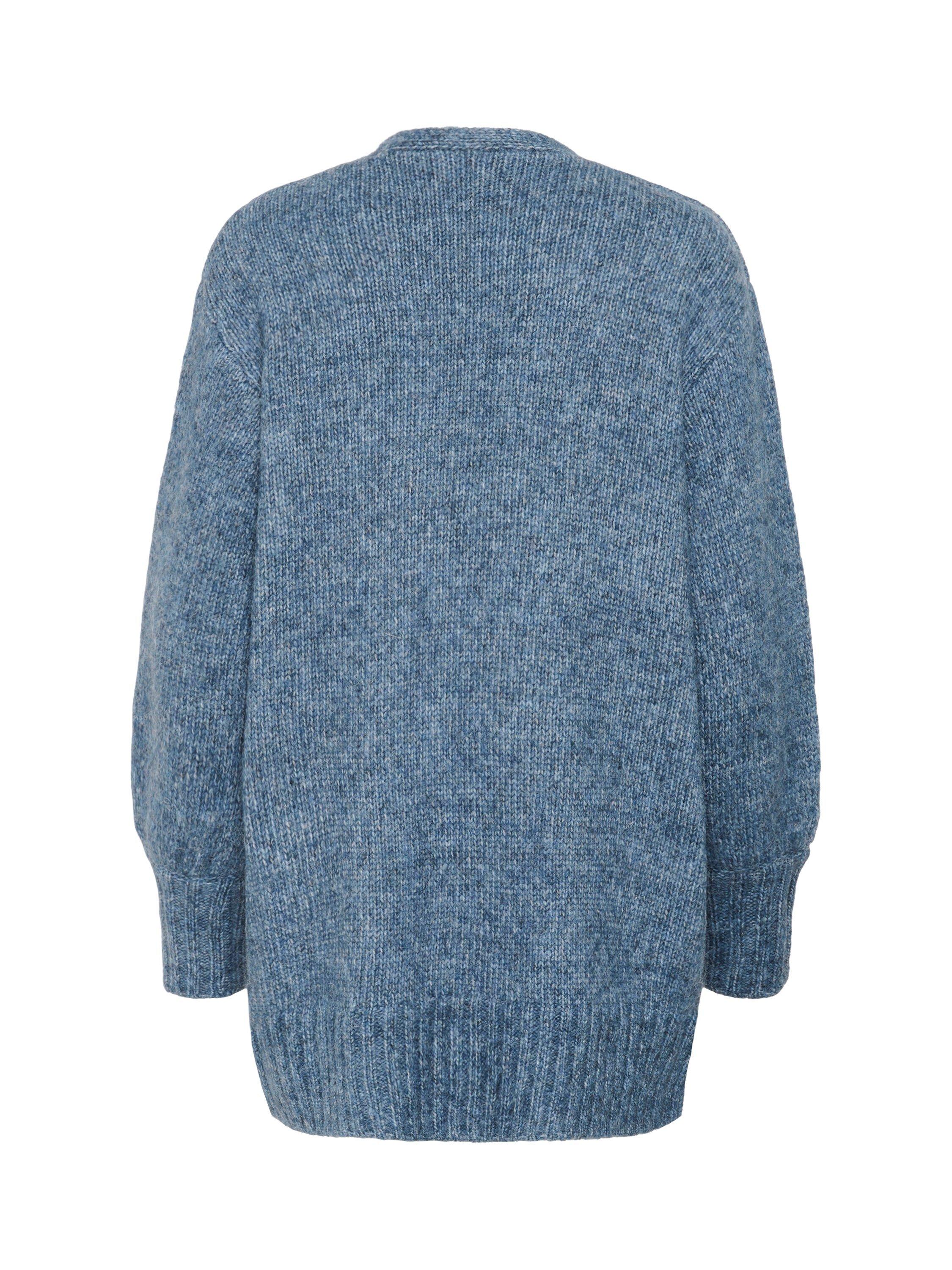 Product image 6 of 6, which shows KAFFE Trina Open Neck Longline Cardigan, Mid Blue, XS