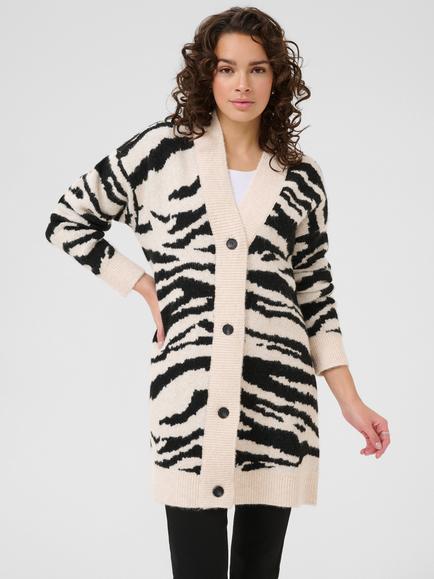 KAFFE Sandra Zebra Print Cardigan, Multi, Multi