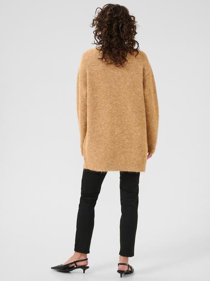 KAFFE KAtrudy Long Sleeve Buttoned Cardigan - view 2, Mid Brown