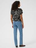 KAFFE Beathe Floral Short Sleeve Top, Black/White
