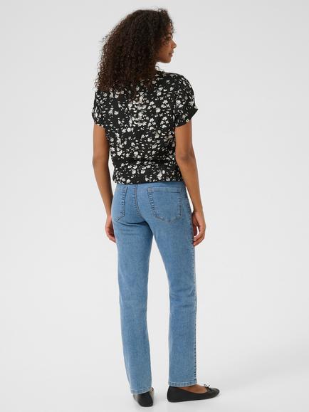 KAFFE Beathe Floral Short Sleeve Top, Black/White - view 2, Black/White
