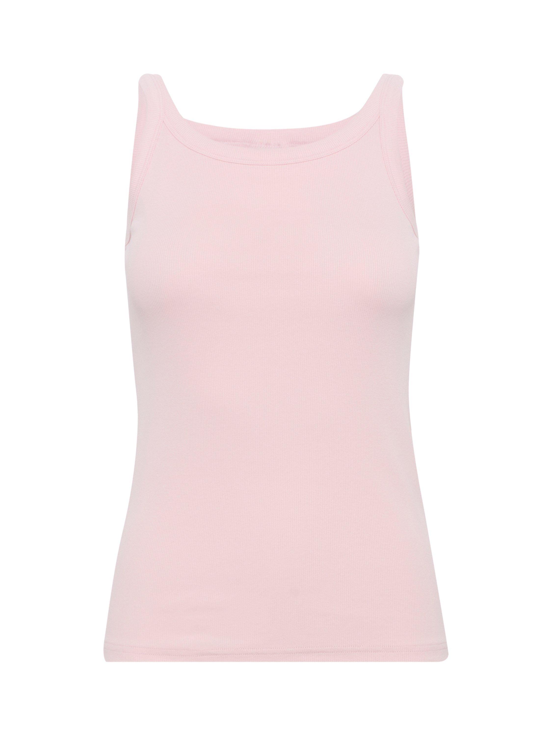 Product image 5 of 6, which shows KAFFE KAcarna Wide Straps Fitted Deep Cotton Tank Top, Lotus, XS