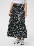 KAFFE Beathe Abstract Midi Skirt, Black/Multi