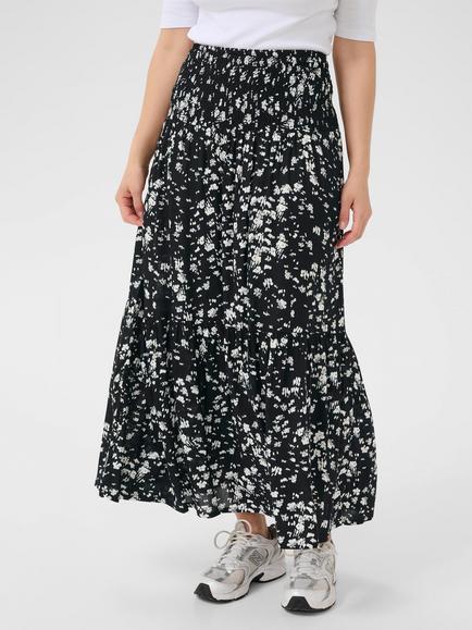 KAFFE Beathe Abstract Midi Skirt, Black/Multi, Black/Multi