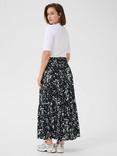 KAFFE Beathe Abstract Midi Skirt, Black/Multi