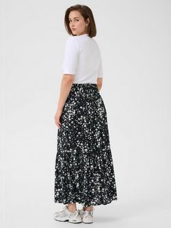 KAFFE Beathe Abstract Midi Skirt, Black/Multi - view 2, Black/Multi