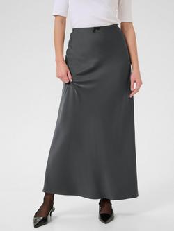 KAFFE Hill Satin Maxi Skirt, Mid Grey, Mid Grey