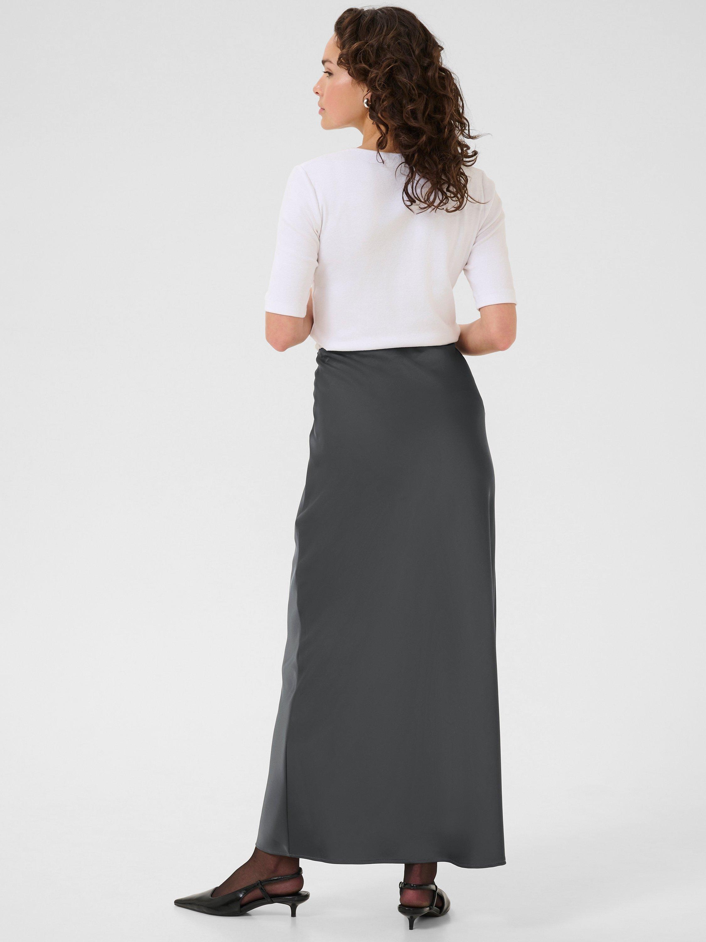Product image 2 of 6, which shows KAFFE Hill Satin Maxi Skirt, Mid Grey, 16