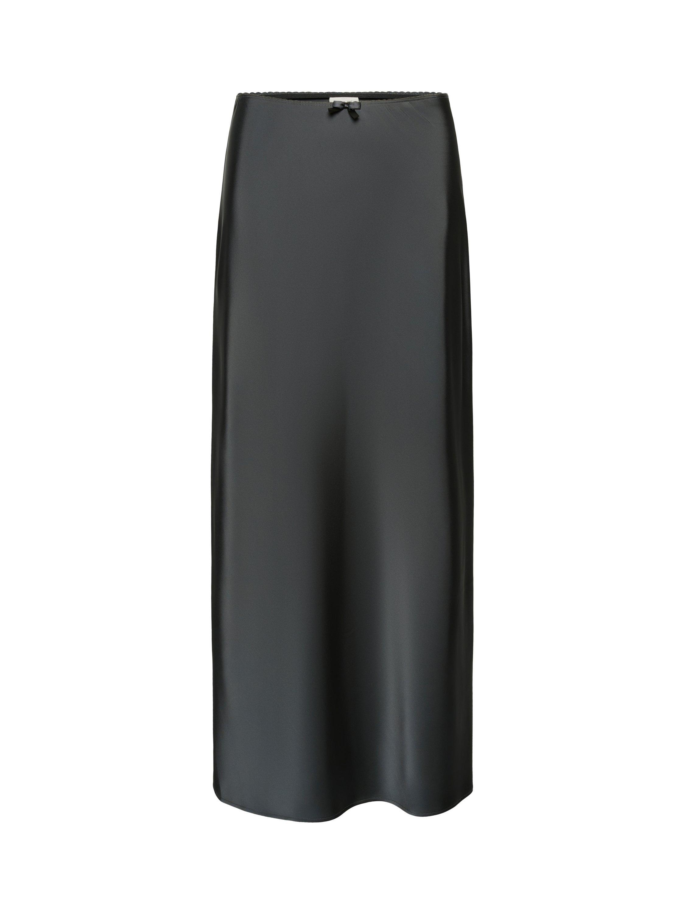 Product image 5 of 6, which shows KAFFE Hill Satin Maxi Skirt, Mid Grey, 16