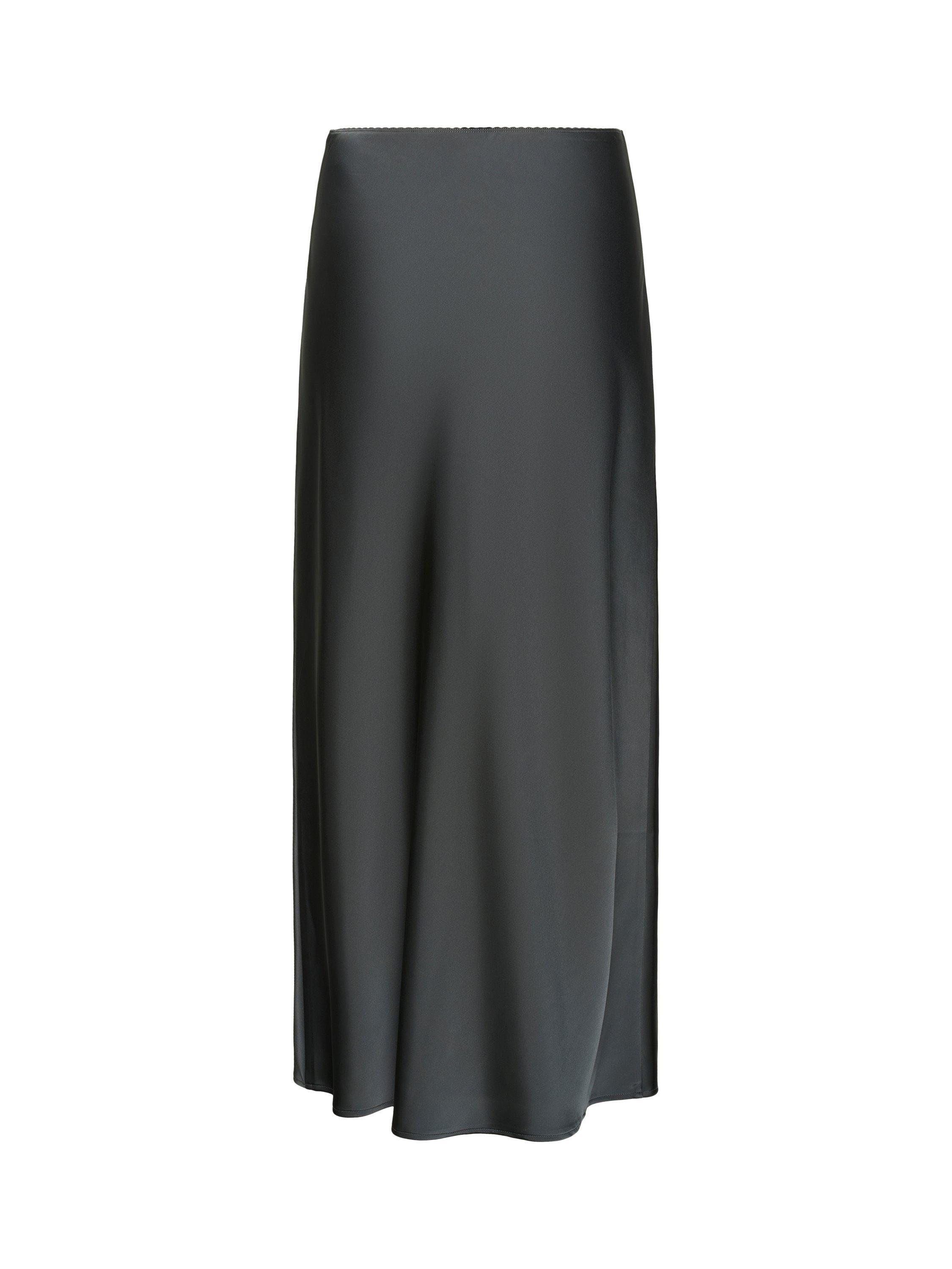Product image 6 of 6, which shows KAFFE Hill Satin Maxi Skirt, Mid Grey, 16