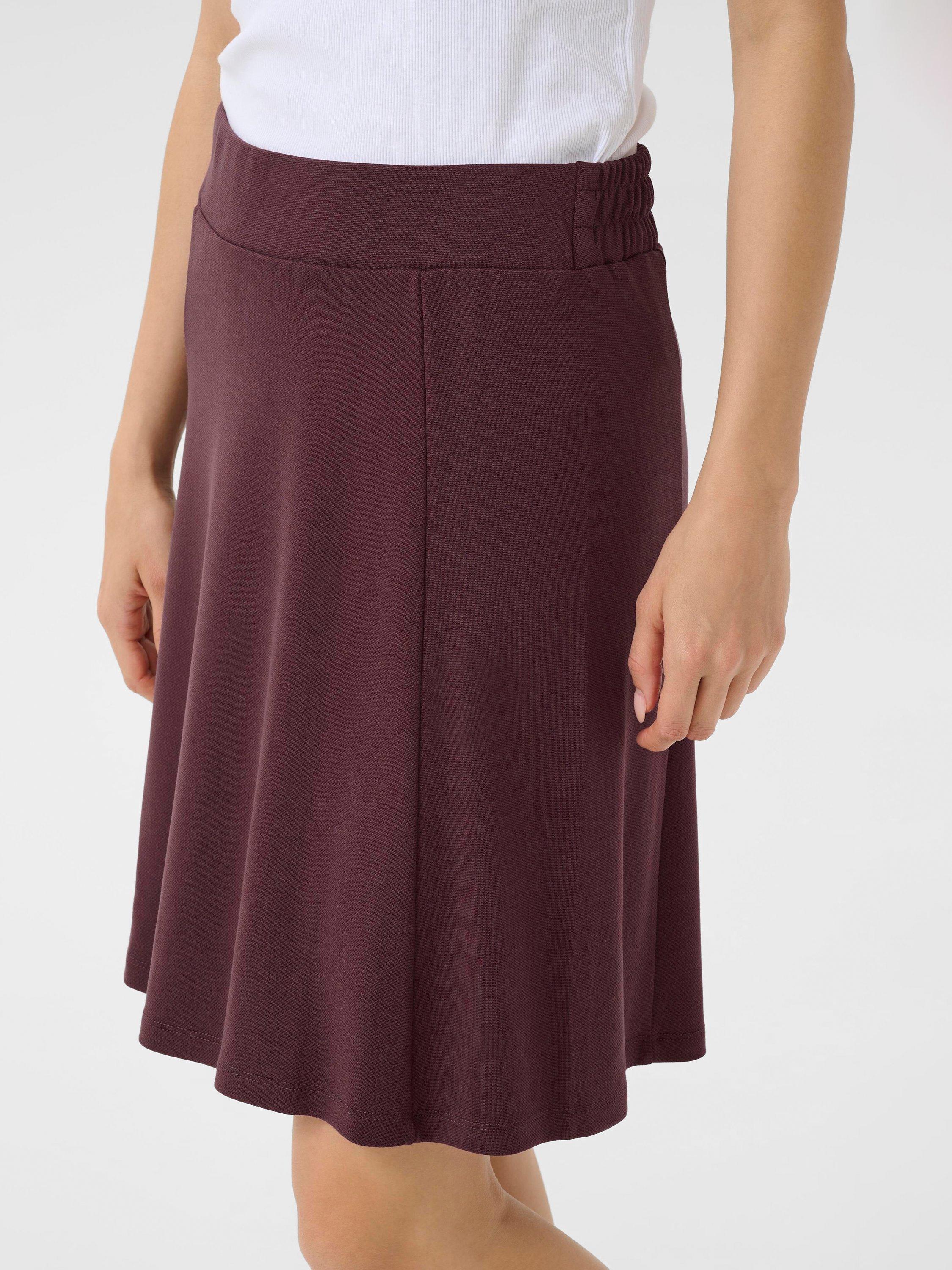 Product image 4 of 6, which shows KAFFE KAjolen  A-Line Mixed Blend Jersey Skirt, Fudge, XS
