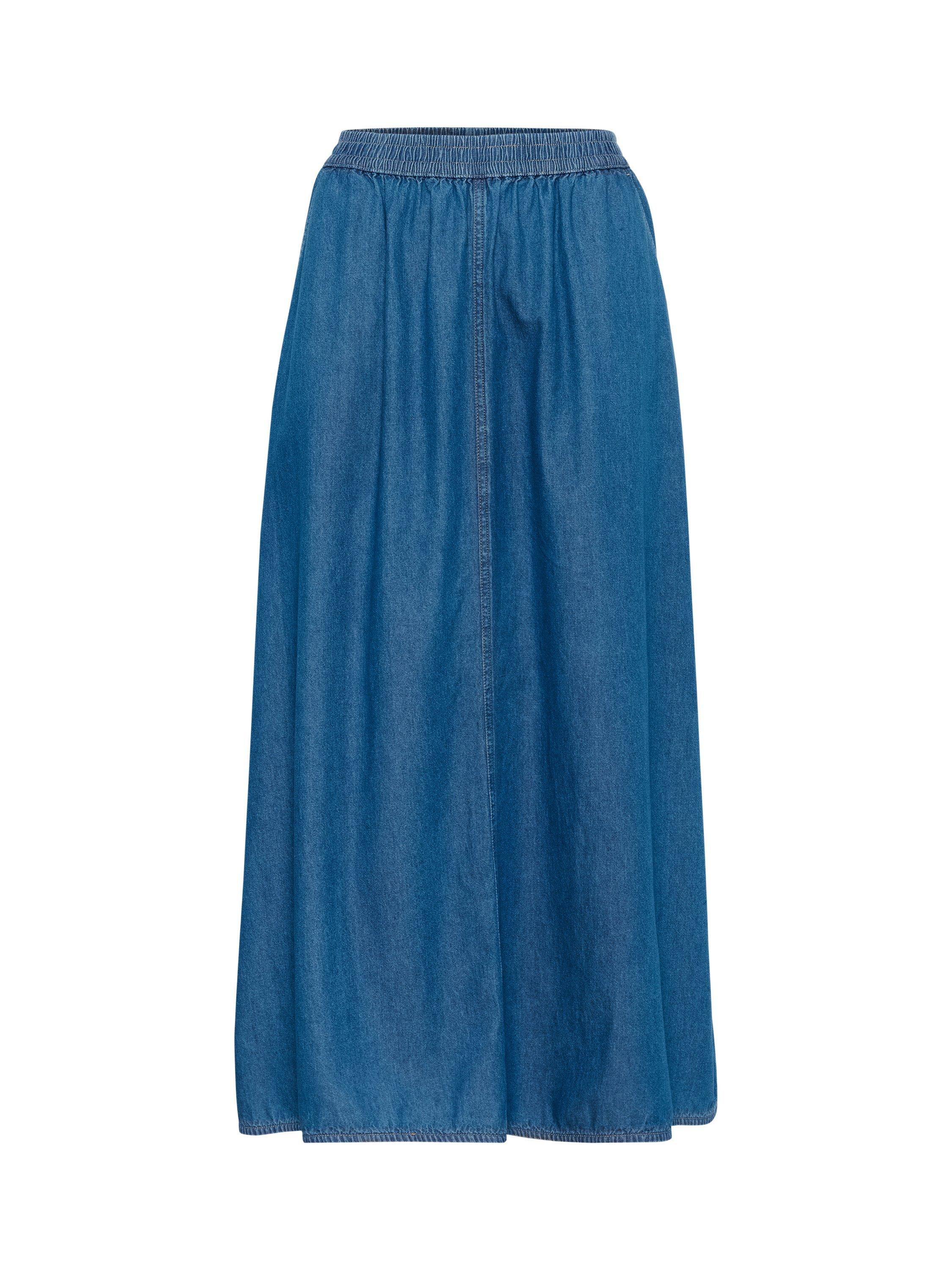 Product image 5 of 6, which shows KAFFE KAluise Elasticated Waist A-Line Cotton Maxi Skirt, Mid Blue, 8