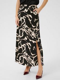 KAFFE Martha Abstract Midi Skirt, Black/Multi, Black/Multi