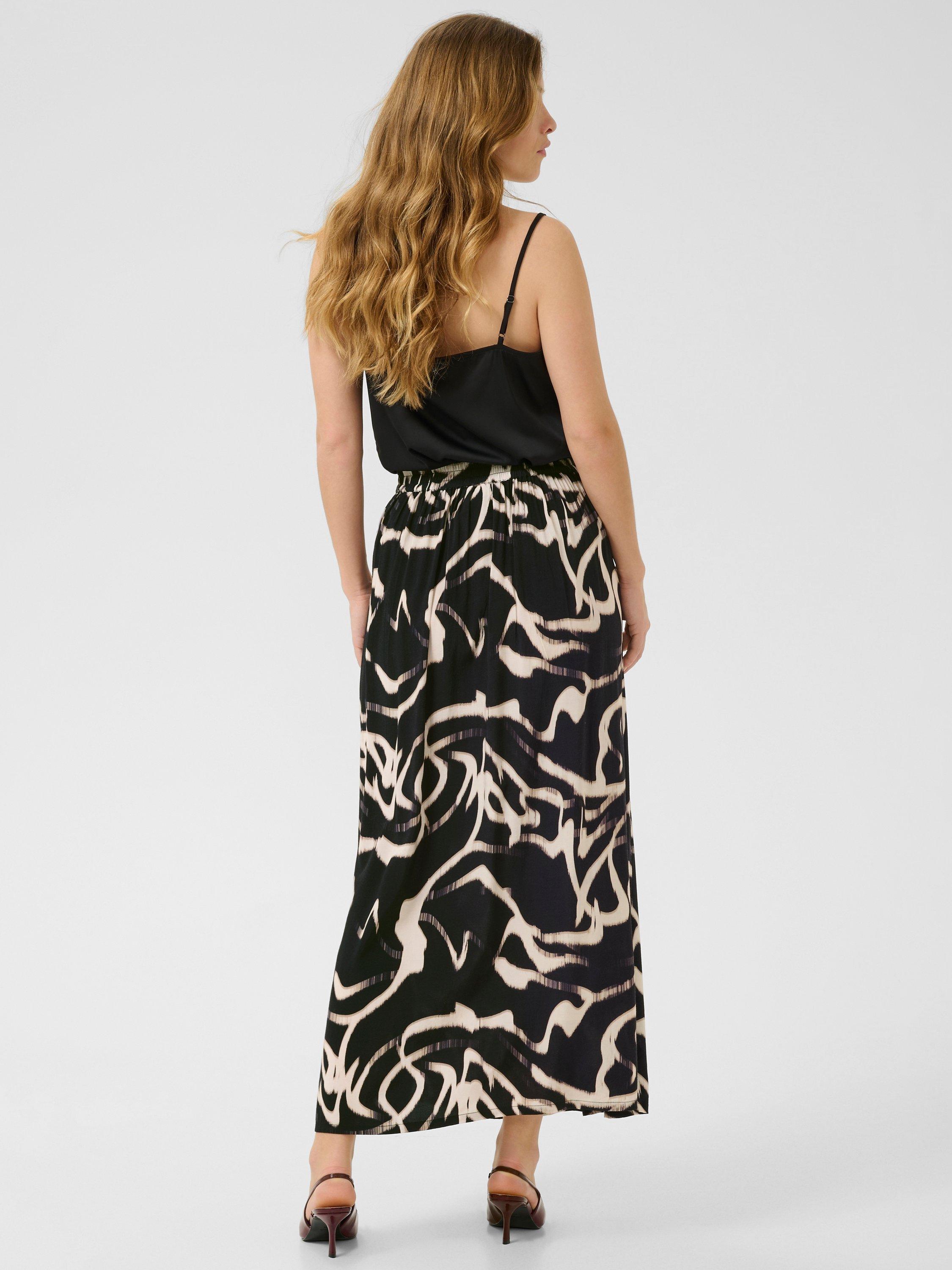 Product image 2 of 6, which shows KAFFE Martha Abstract Midi Skirt, Black/Multi, 8