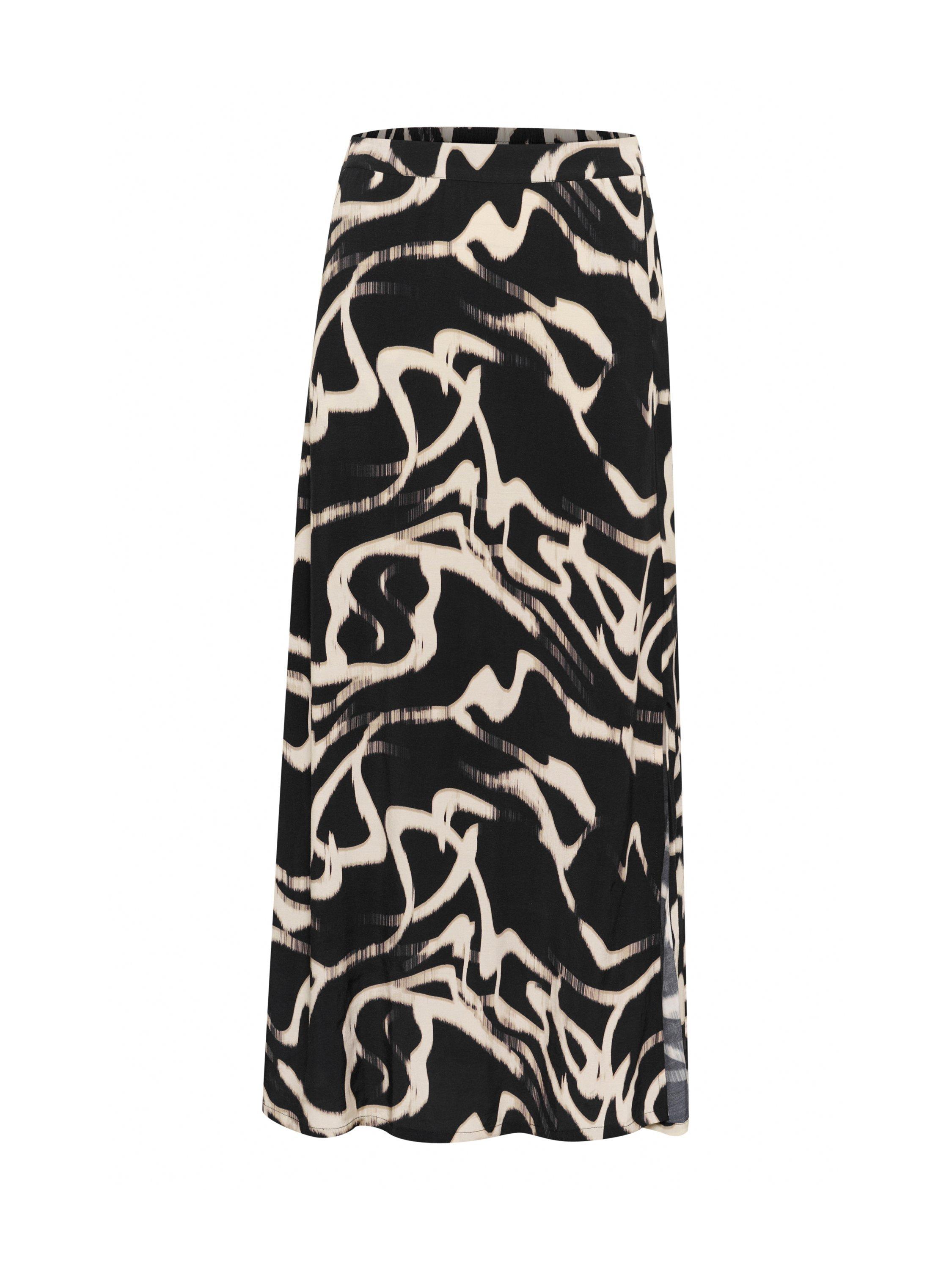 Product image 5 of 6, which shows KAFFE Martha Abstract Midi Skirt, Black/Multi, 8