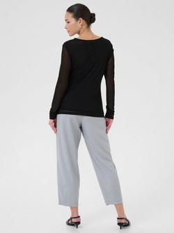 KAFFE Chai Mesh Long Sleeve Top, Black - view 2, Black