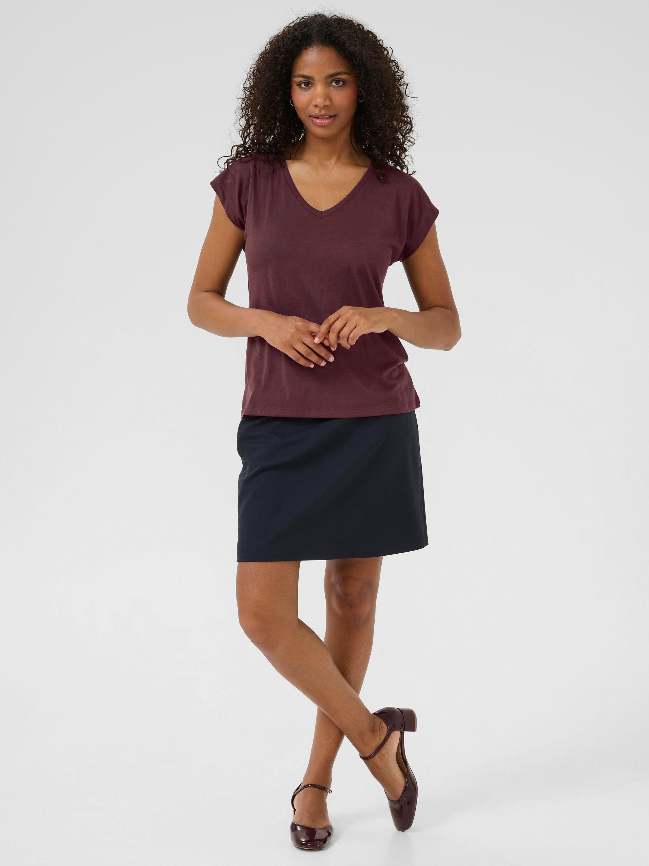 Product image 3 of 6, which shows KAFFE KAlise Mixed Blend Short Sleeve T-Shirt, Fudge, XS