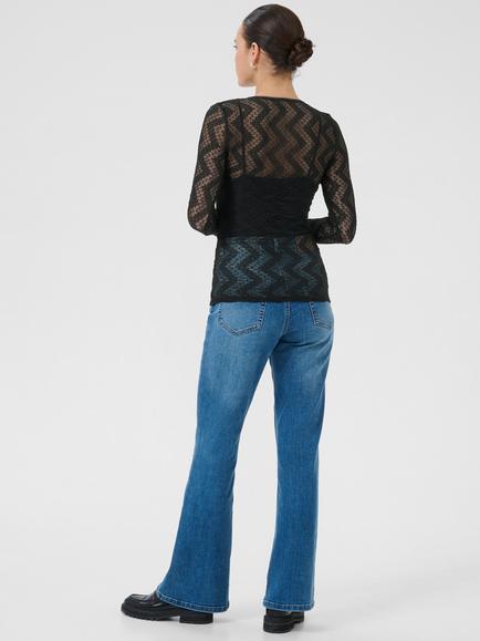 KAFFE KAlorinda Long Sleeve Lace Shirt - view 2, Black