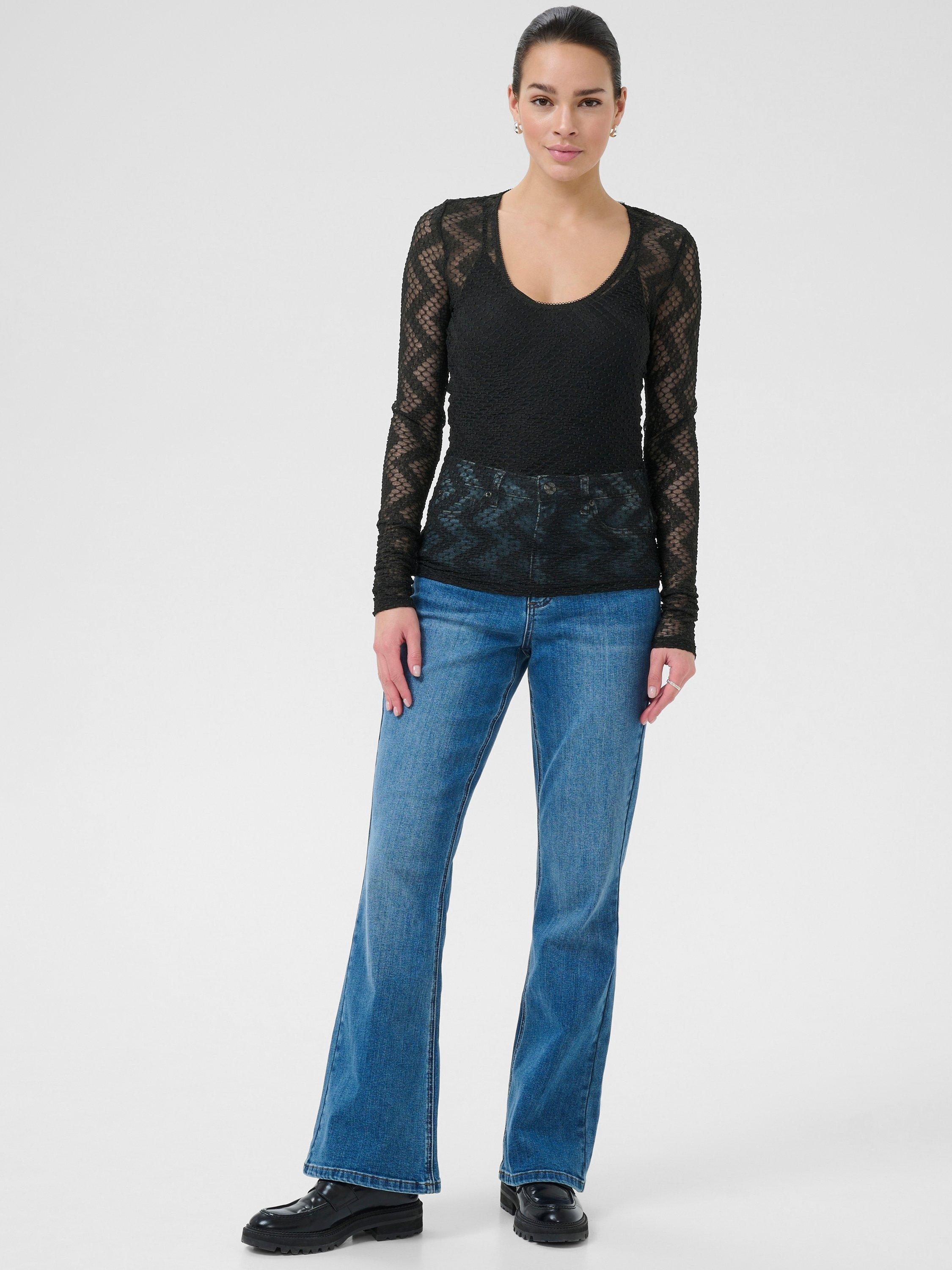 Product image 3 of 6, which shows KAFFE KAlorinda Long Sleeve Lace Shirt, Black, XS