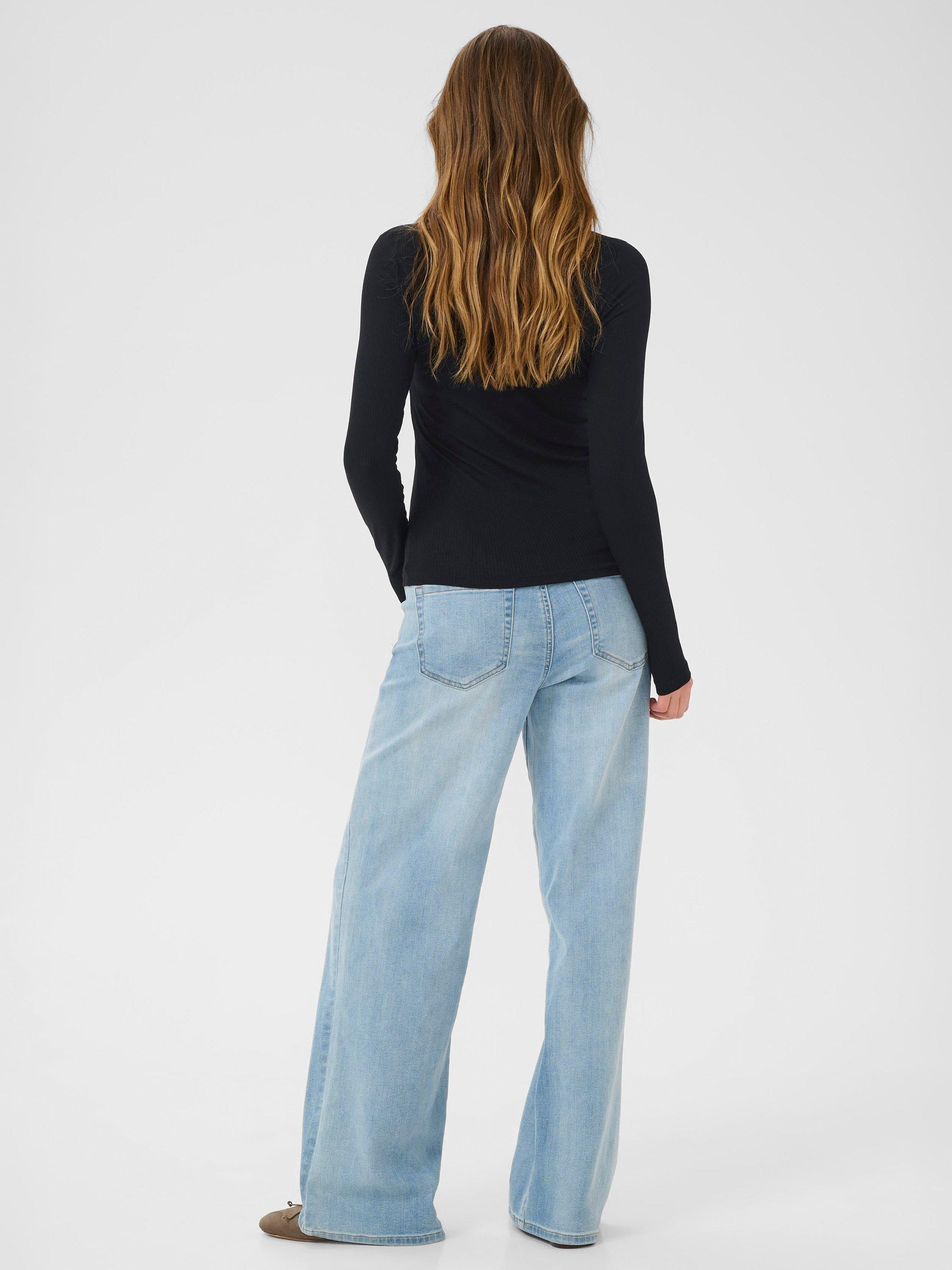 Product image 2 of 6, which shows KAFFE KAomi Scoop Neck Long Sleeve T-Shirt, Black, XS