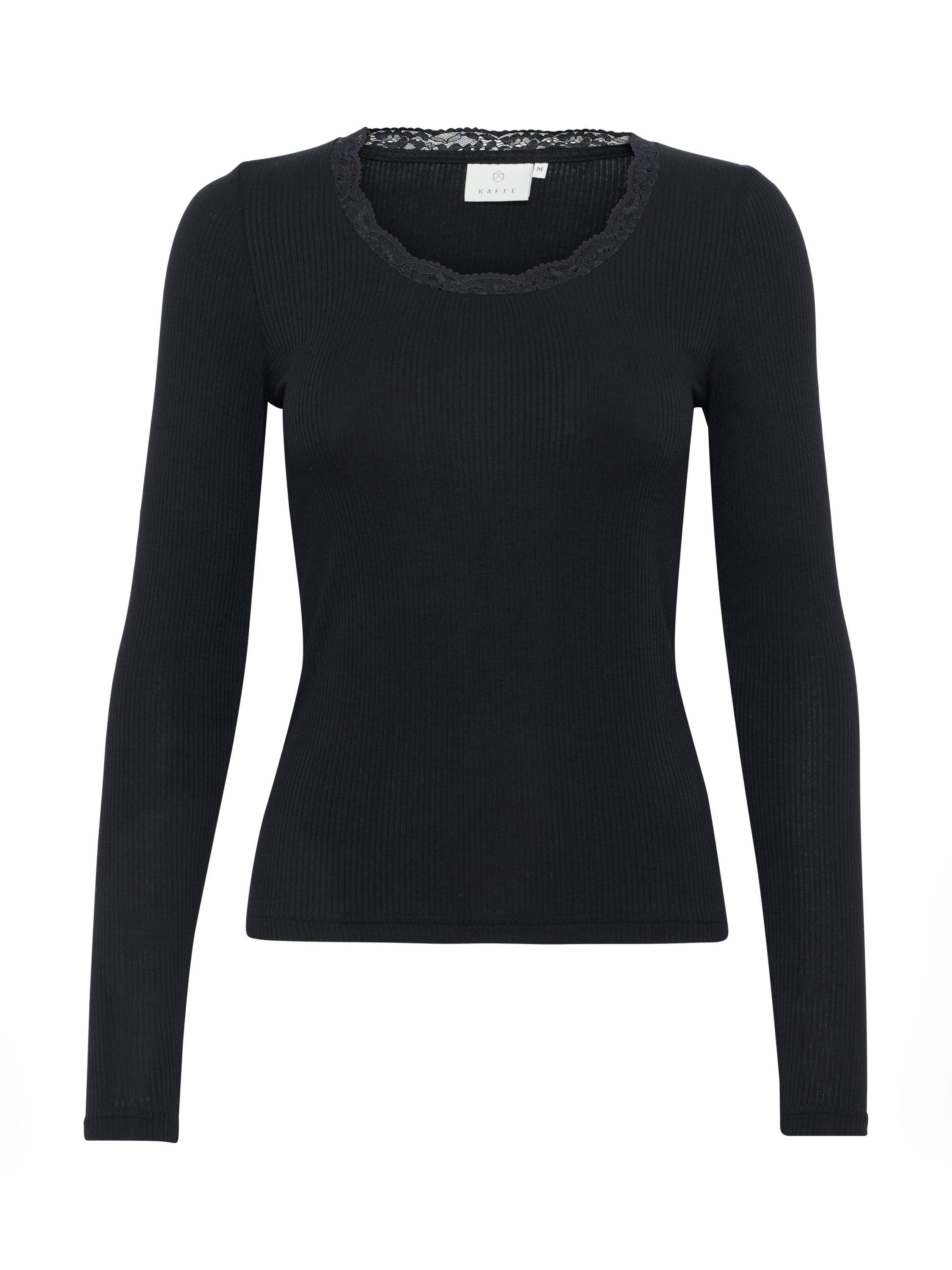 Product image 5 of 6, which shows KAFFE KAomi Scoop Neck Long Sleeve T-Shirt, Black, XS
