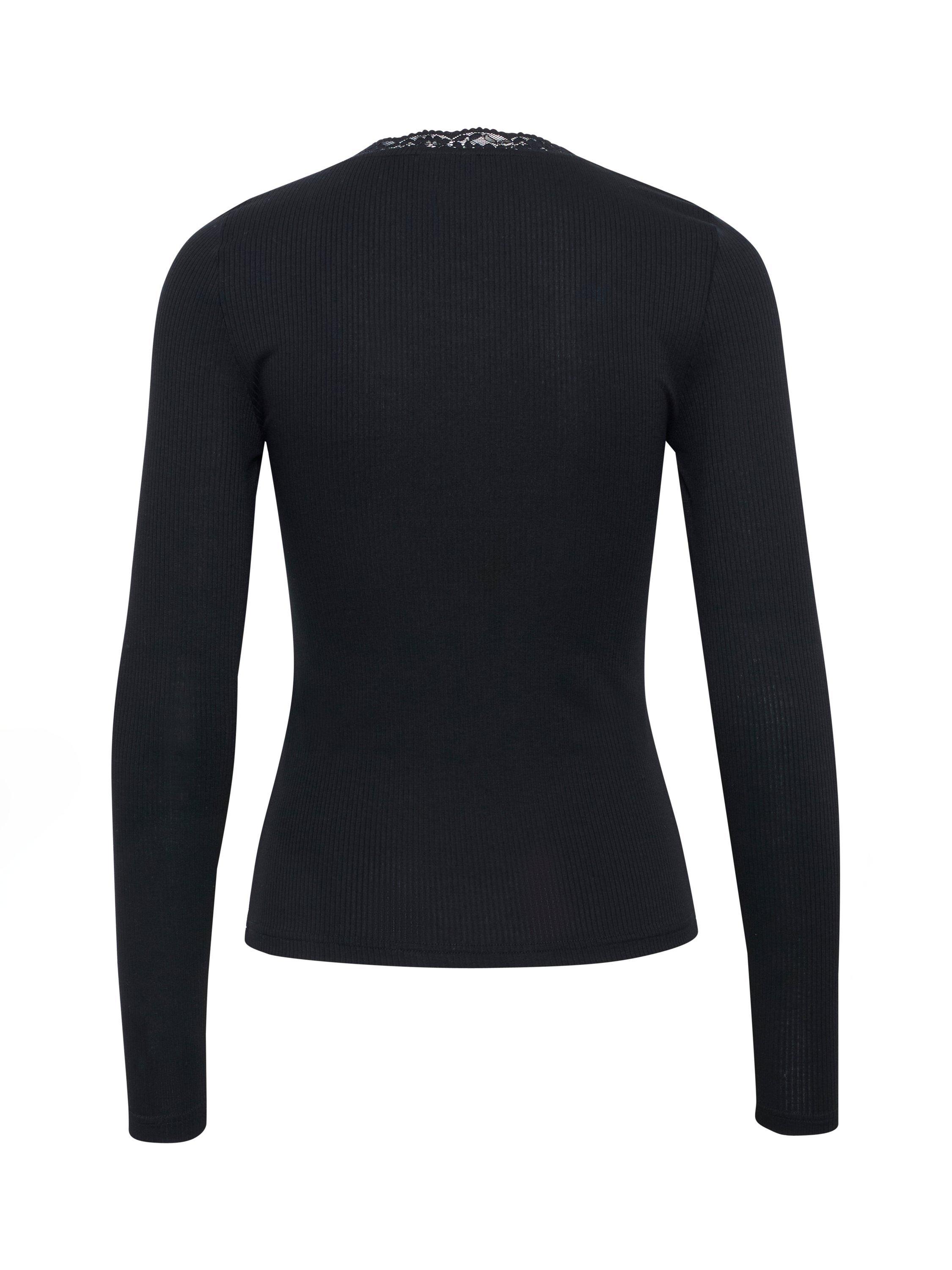 Product image 6 of 6, which shows KAFFE KAomi Scoop Neck Long Sleeve T-Shirt, Black, XS